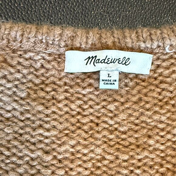 Madewell Ballon Striped Sleeves V-Neck Sweater in Faded Coral Colorblocked L - Picture 4 of 12